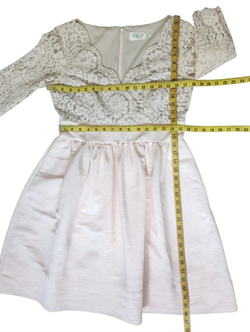 ELIZA J. Blush Pink Lace and Faille Fit & Flare Cocktail Dress - Size 10